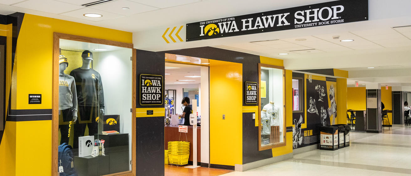 front entrance to iowa hawk shop